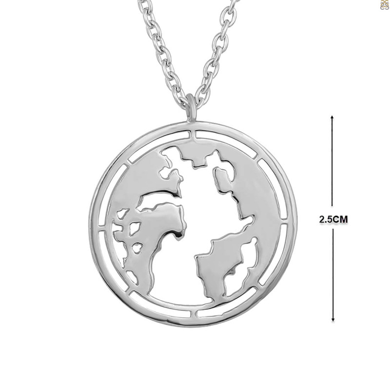 Plain Silver Globe Necklace PS-RDN-37.
