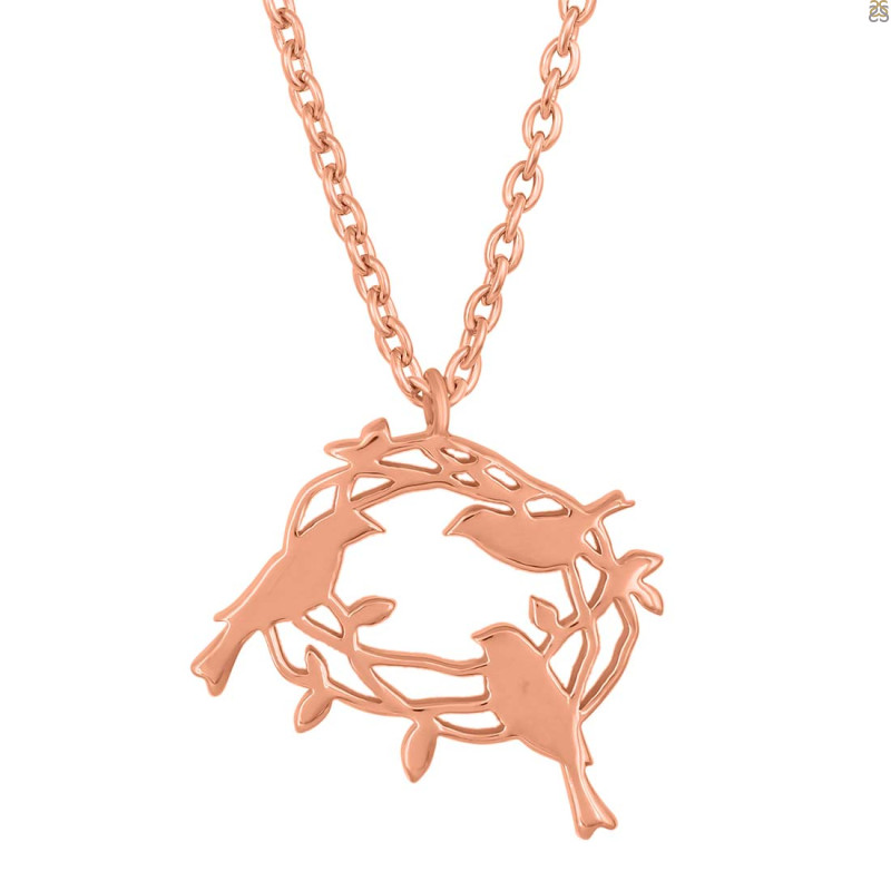 Plain Silver Bird Nest Necklace PS-RDN-40.