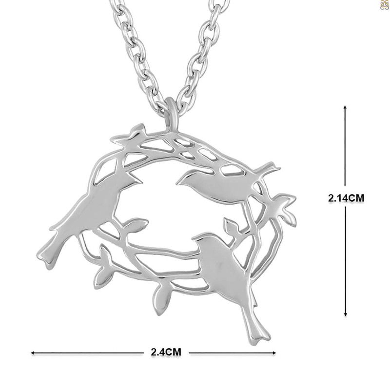 Plain Silver Bird Nest Necklace PS-RDN-40.