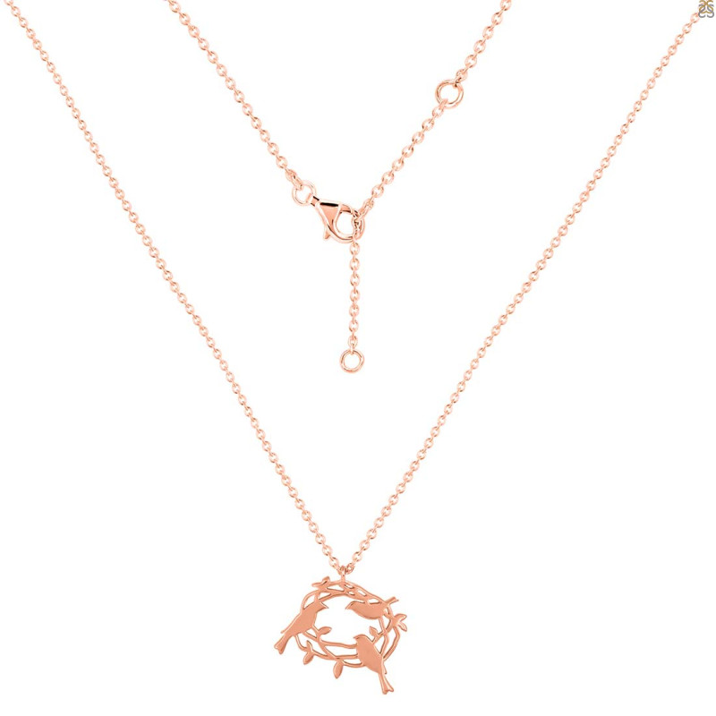 Plain Silver Bird Nest Necklace PS-RDN-40.