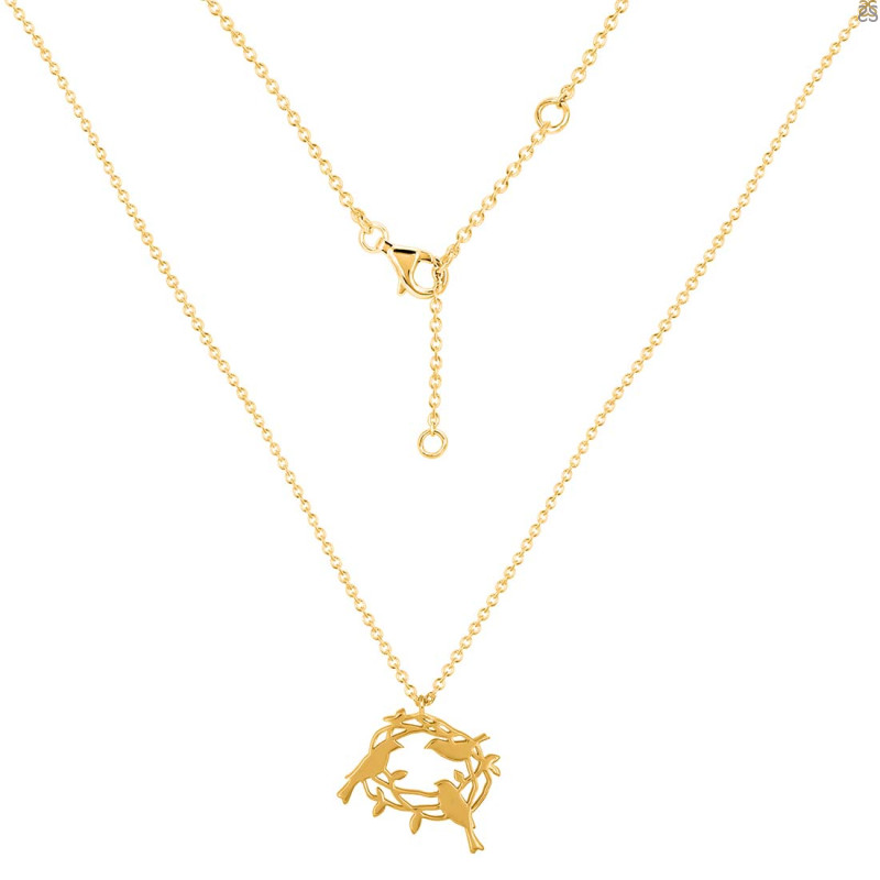 Plain Silver Bird Nest Necklace PS-RDN-40.