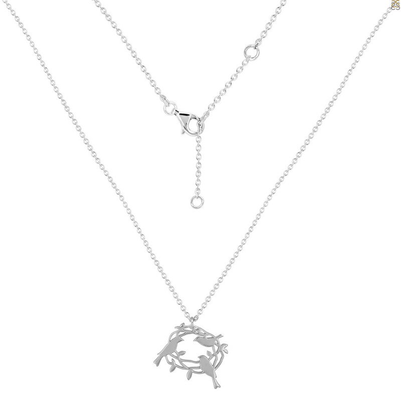 Plain Silver Bird Nest Necklace