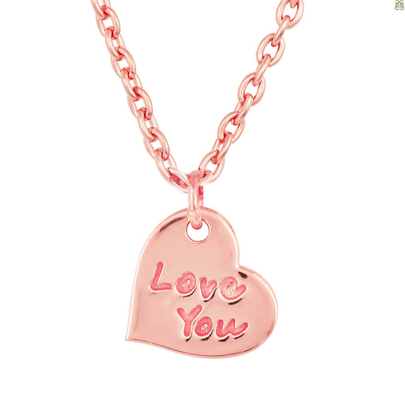 Plain Silver Love You Necklace PS-RDN-83.