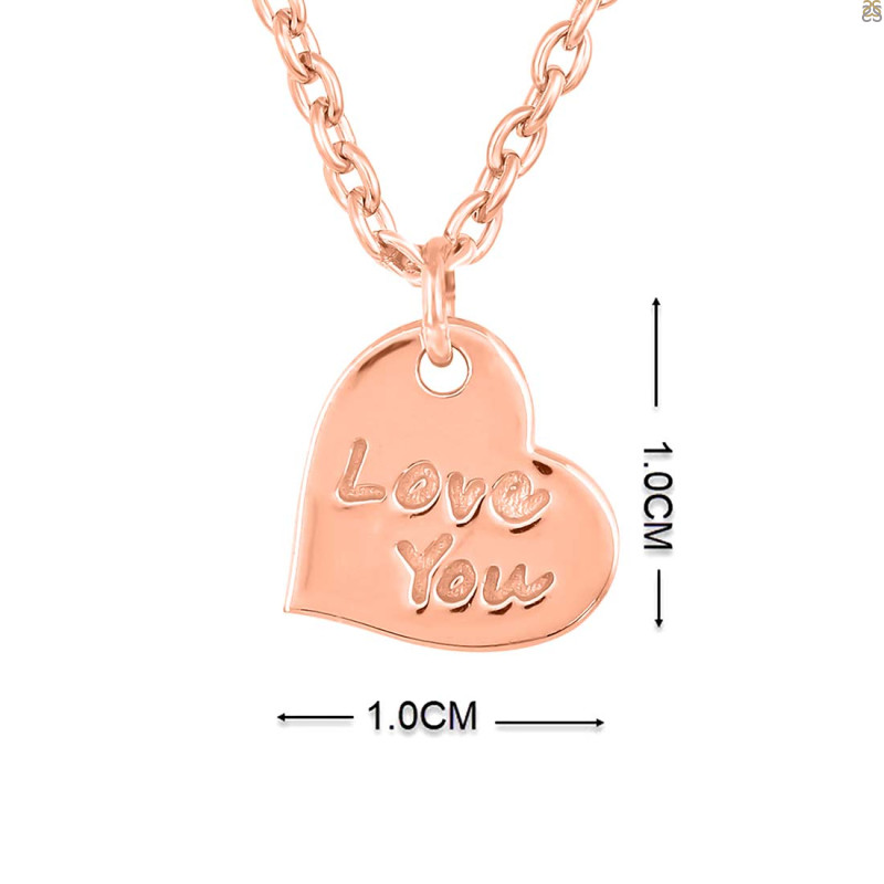 Plain Silver Love You Necklace PS-RDN-83.