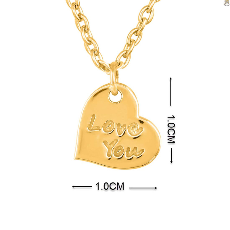 Plain Silver Love You Necklace PS-RDN-83.