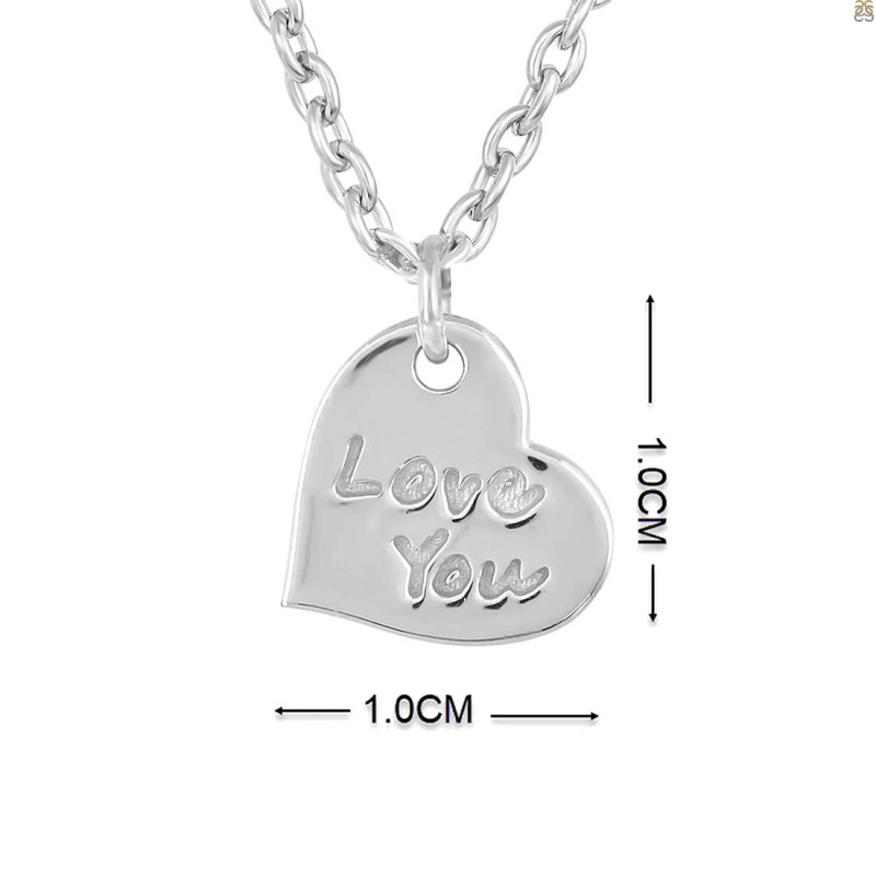Plain Silver Love You Necklace PS-RDN-83.