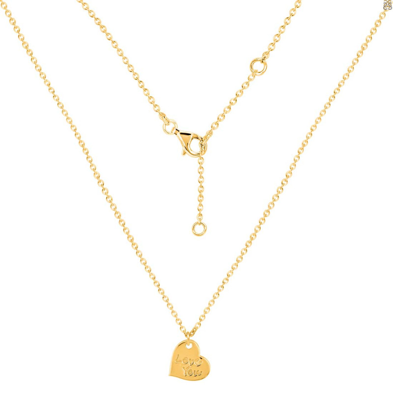 Plain Silver Love You Necklace PS-RDN-83.
