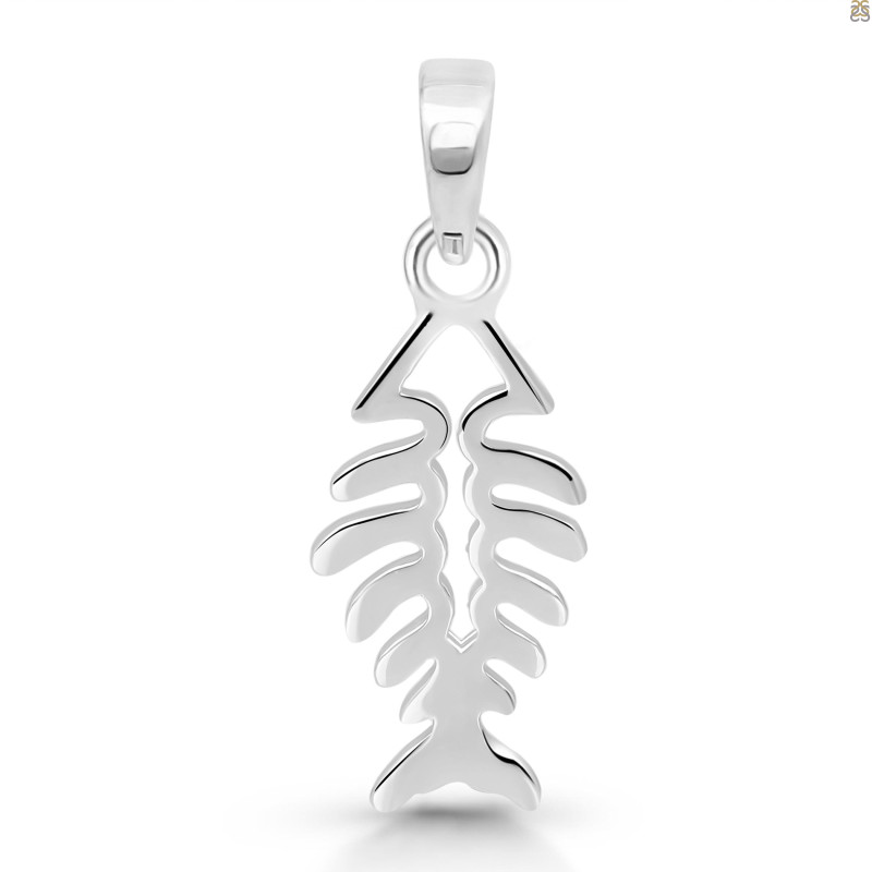 Plain Silver Fish Bone Pendant PS-RDP-374.