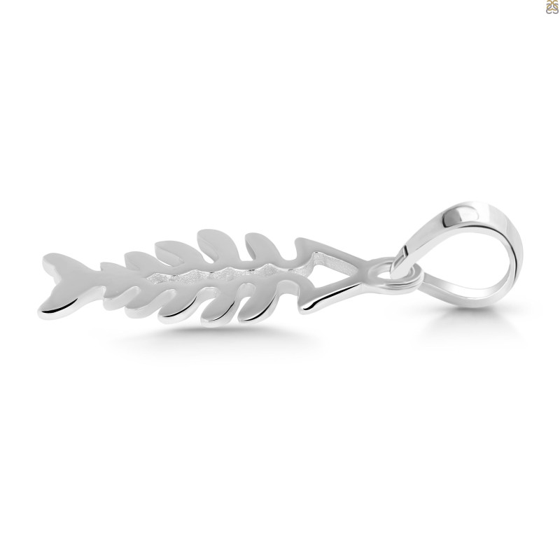 Plain Silver Fish Bone Pendant