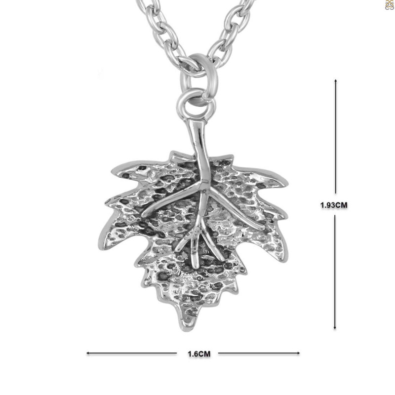 Plain Silver Maple Leaf Necklace PS-RDP-442.