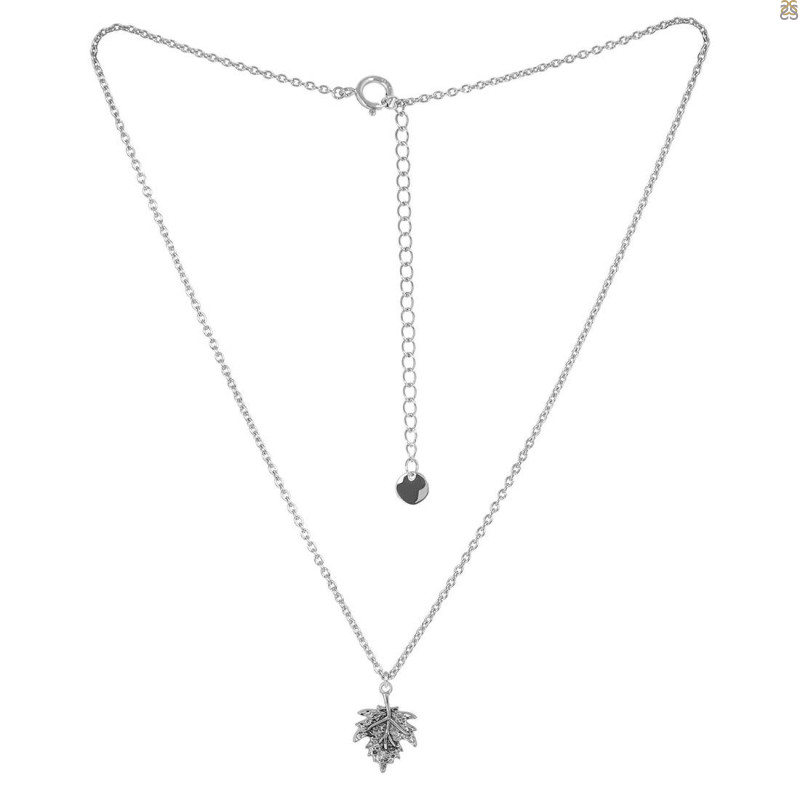 Plain Silver Maple Leaf Necklace