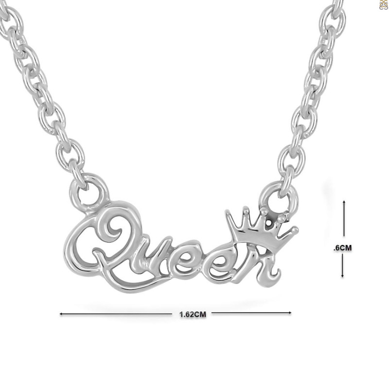 Plain Silver Queen Necklace PS-RDP-445.