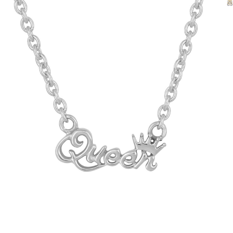Plain Silver Queen Necklace PS-RDP-445.