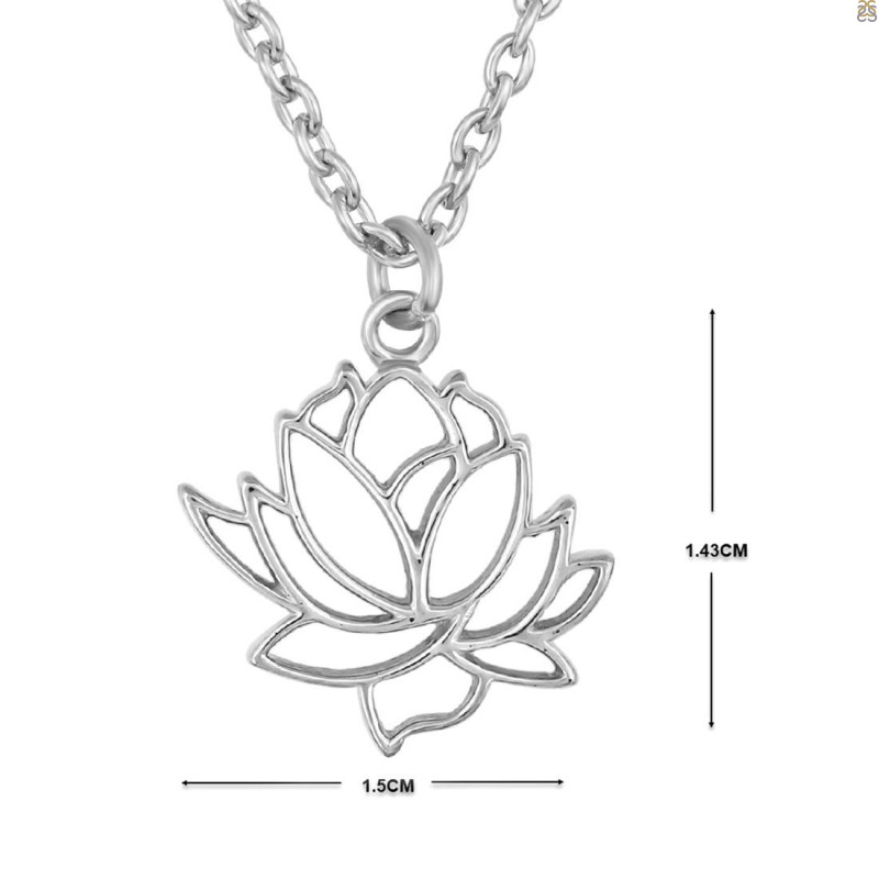 Plain Silver Lotus Necklace PS-RDP-446.