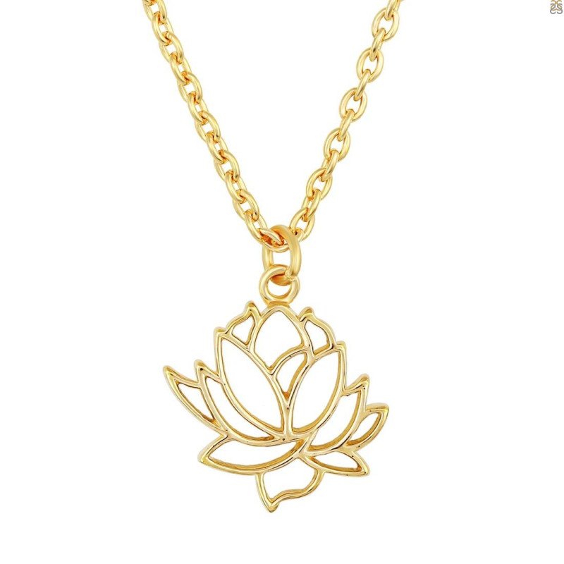 Plain Silver Lotus Necklace PS-RDP-446.