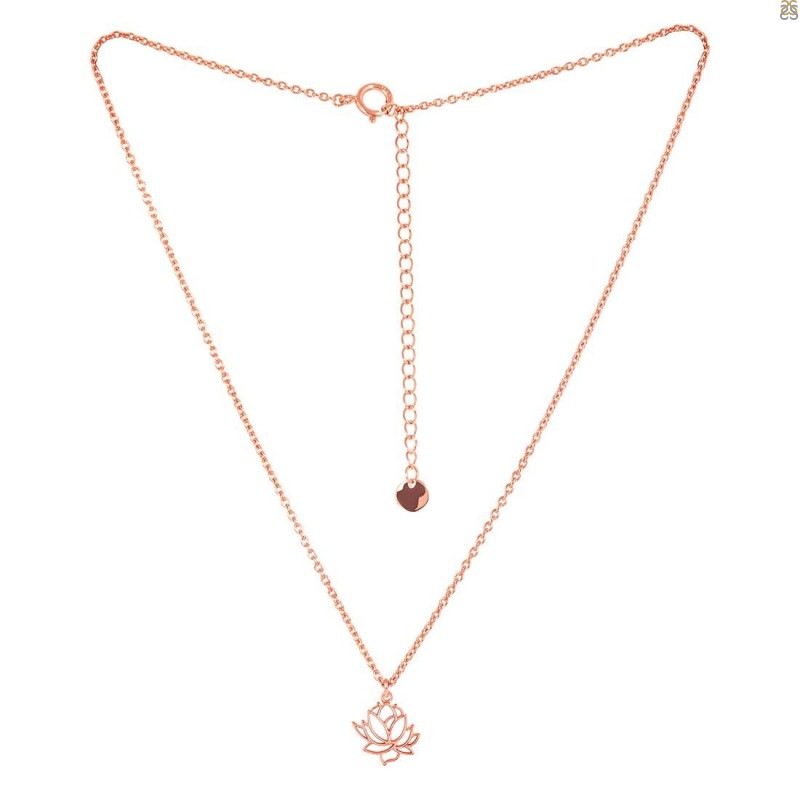 Plain Silver Lotus Necklace PS-RDP-446.