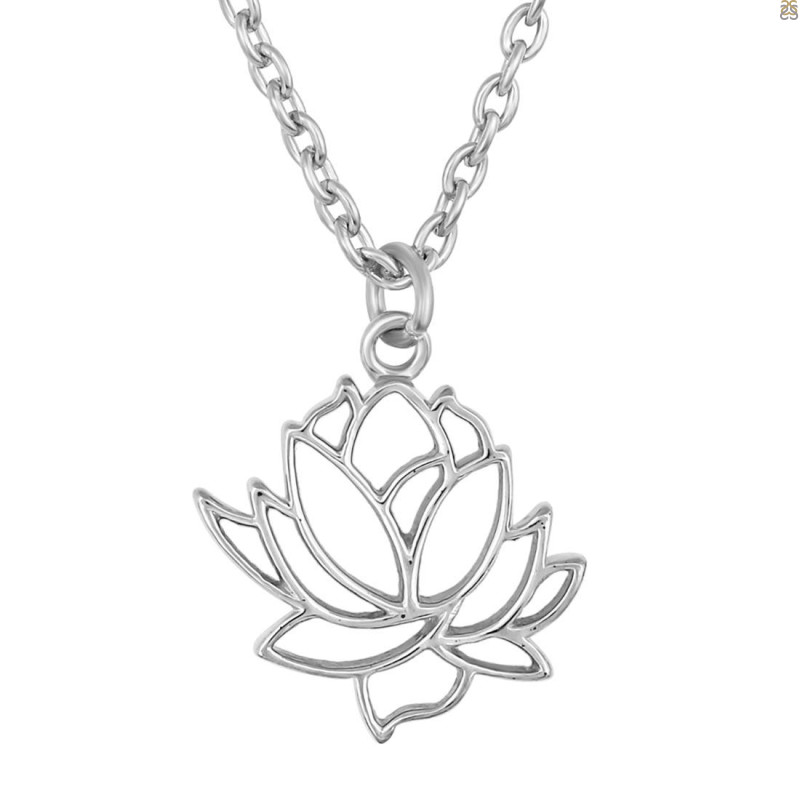 Plain Silver Lotus Necklace PS-RDP-446.