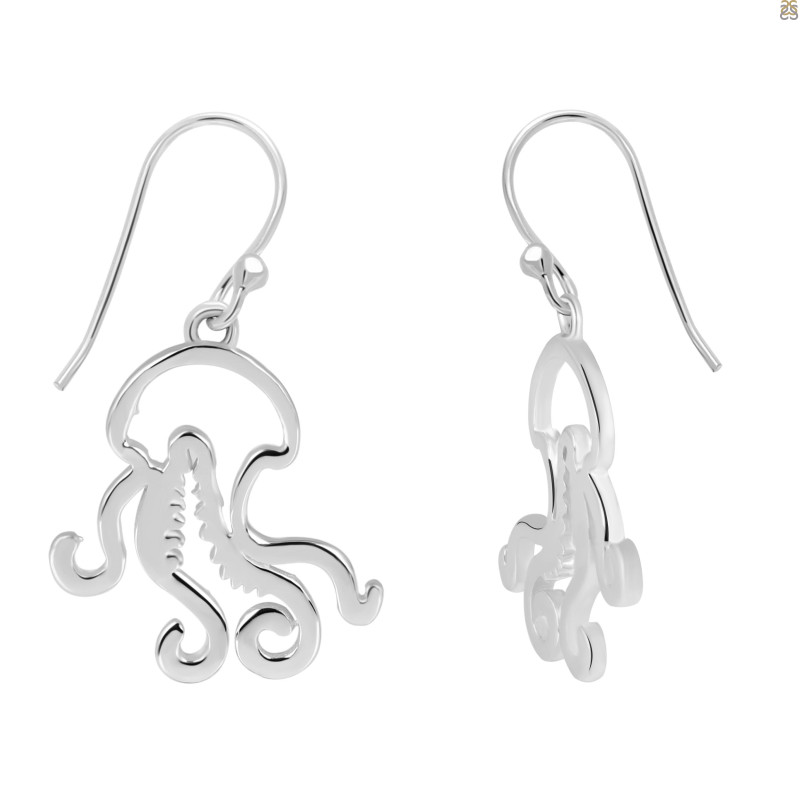 Plain Silver Octopus Earring 