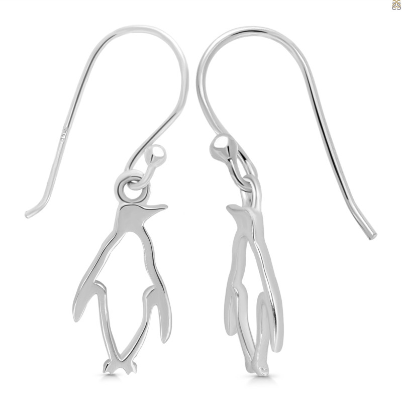 Plain Silver Penguin Earring 