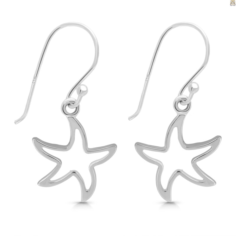 Plain Silver Star Fish Earring  PS-RDE-962.