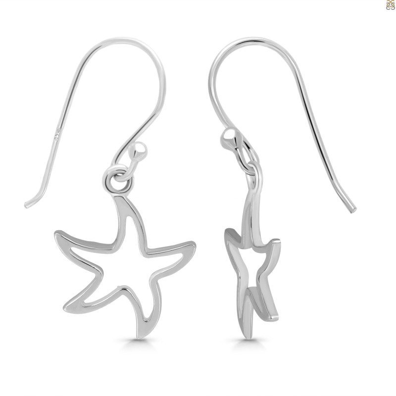 Plain Silver Star Fish Earring 