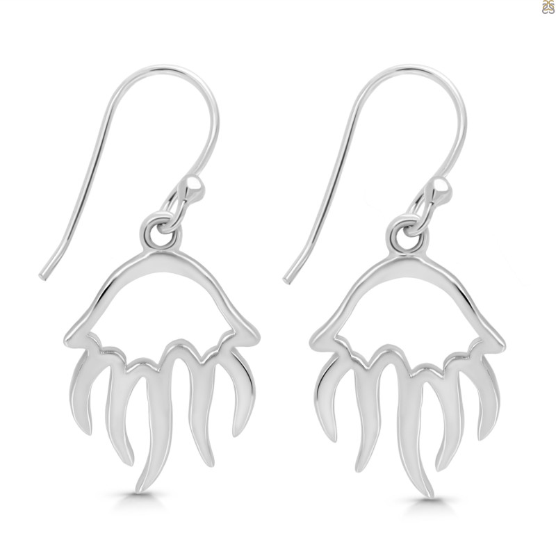 Plain Silver Jelly Fish Earring  PS-RDE-963.