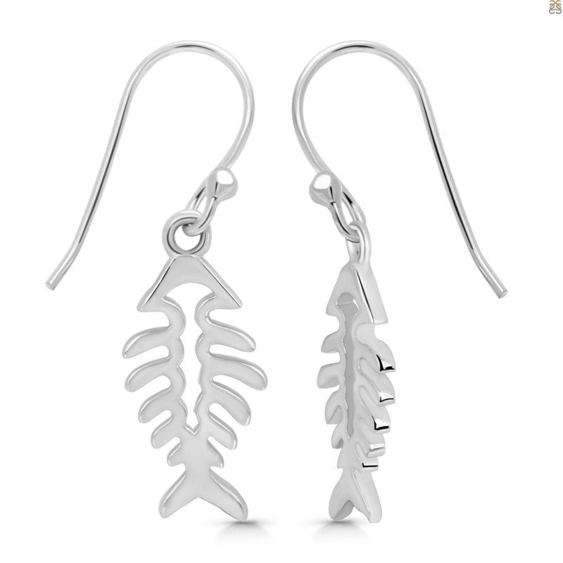 Plain Silver Fish Bone Earring 