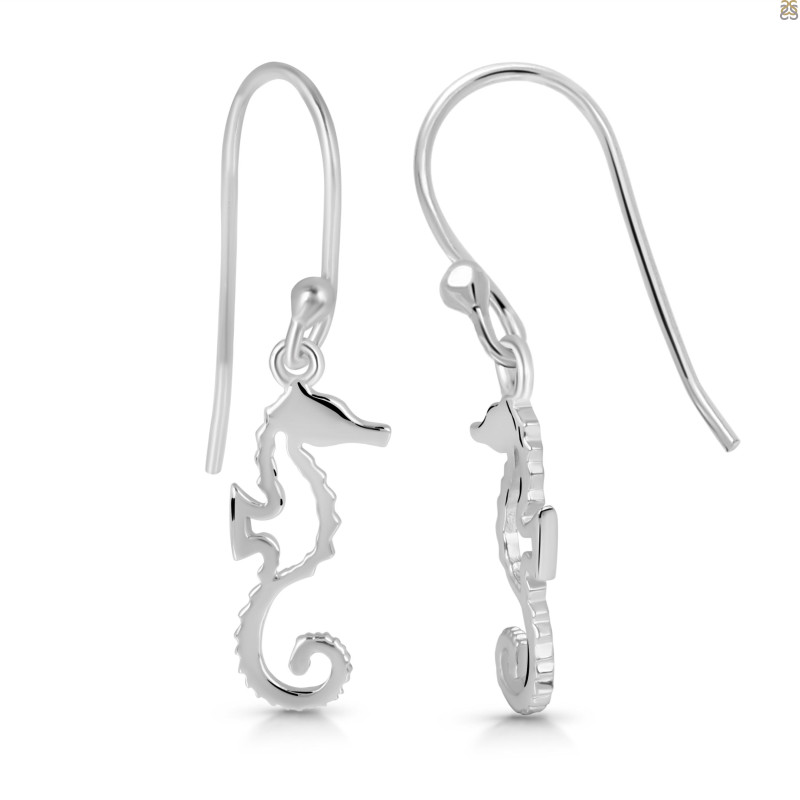 Plain Silver Sea Horse Earring 