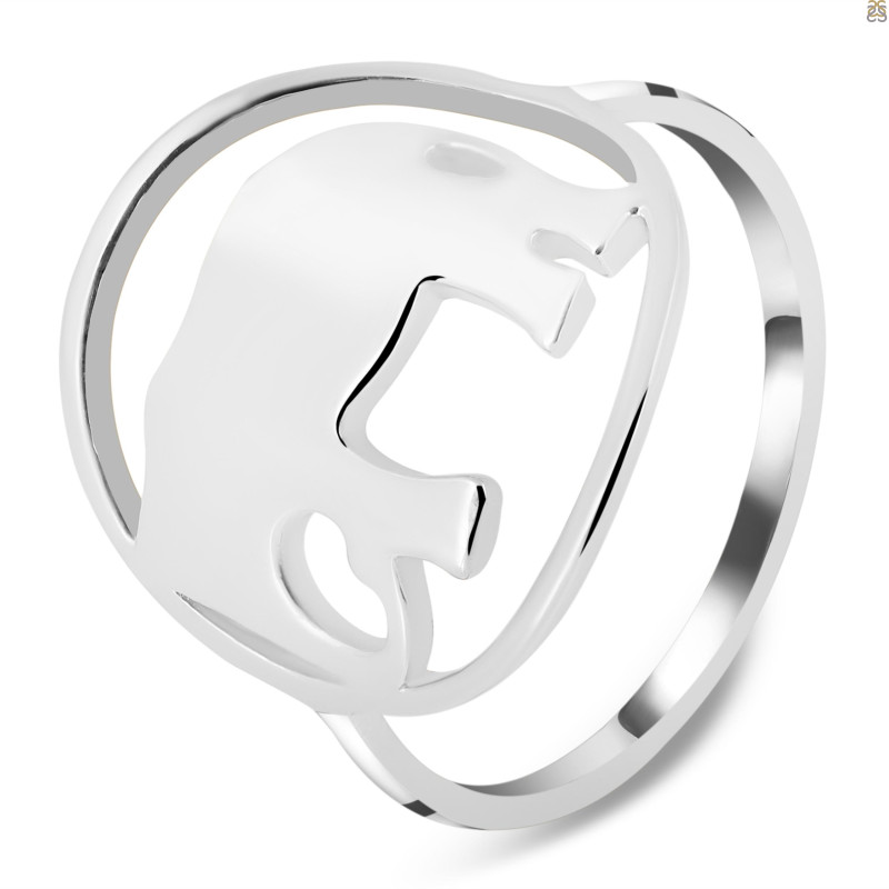 Elephant Plain Silver Ring