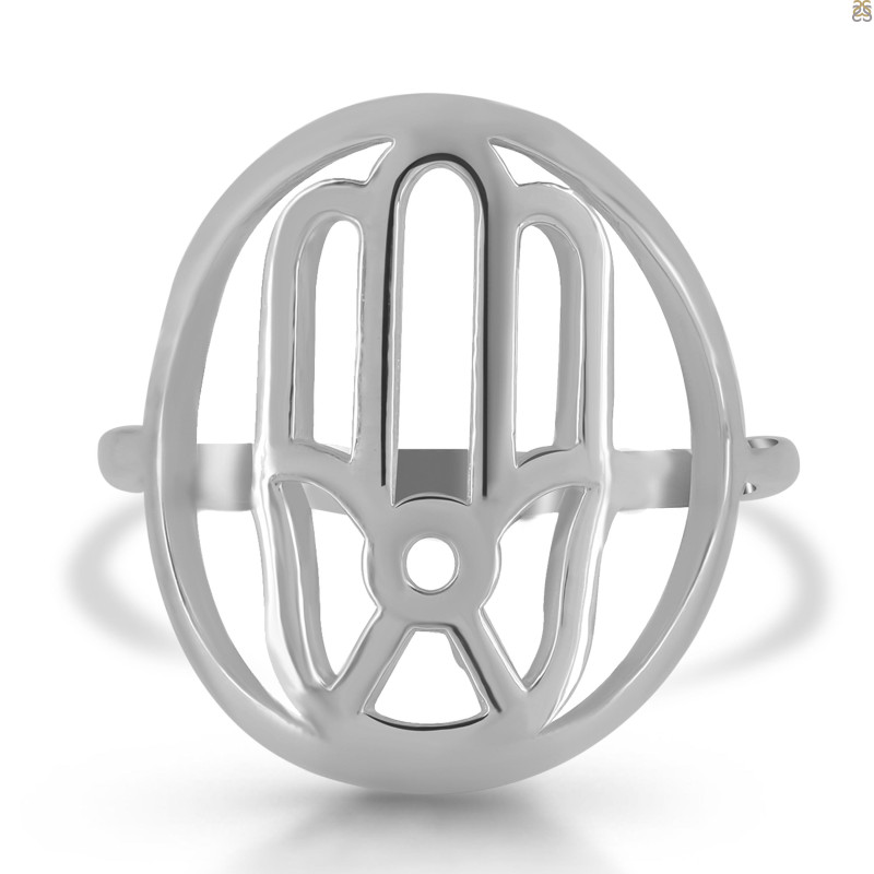 Hamsa Hand Plain Silver Ring PS-RDR-316.