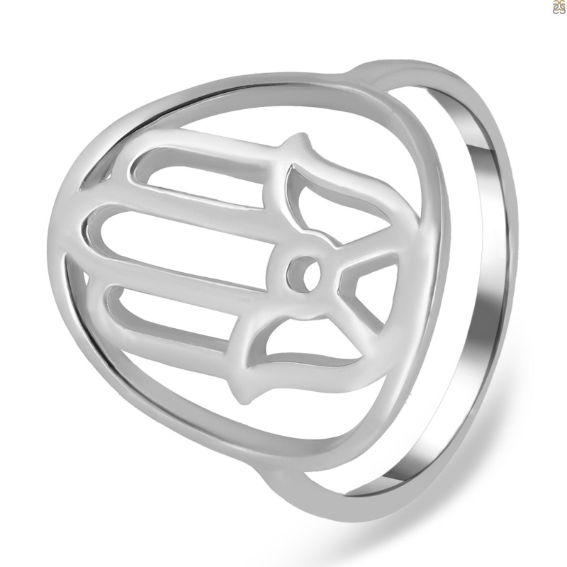 Hamsa Hand Plain Silver Ring