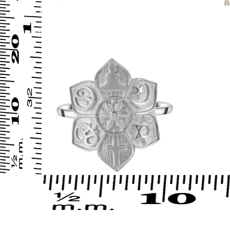Unity Of Religions Plain Silver Ring PS-RDR-324.