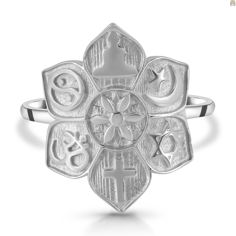 Unity Of Religions Plain Silver Ring PS-RDR-324.