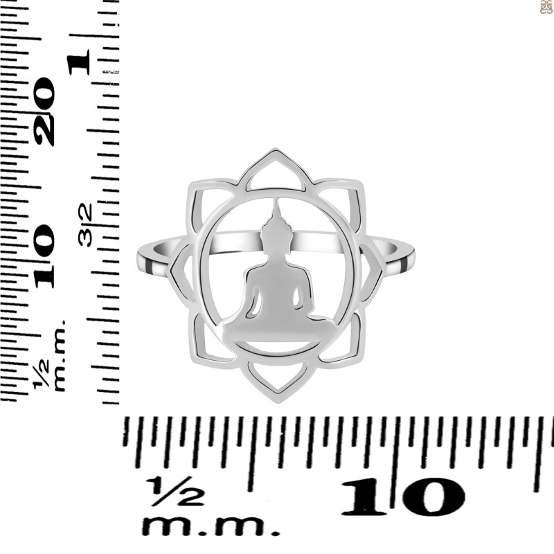 Human Body Chakra Plain Silver Ring PS-RDR-325.