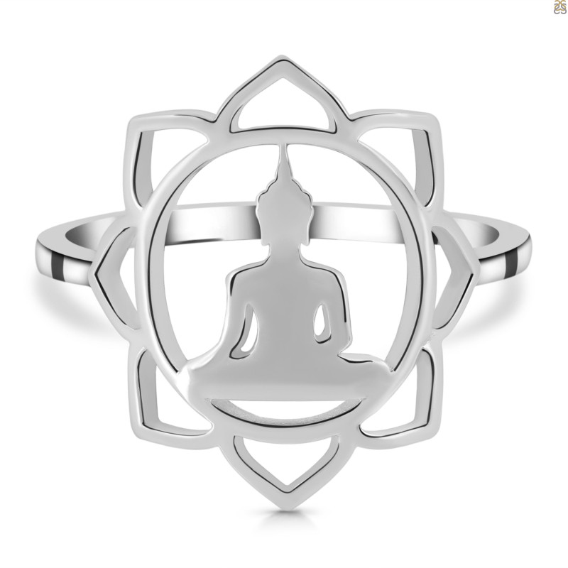 Human Body Chakra Plain Silver Ring PS-RDR-325.