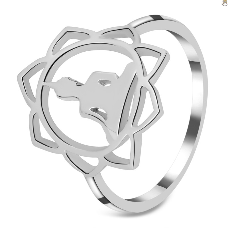 Human Body Chakra Plain Silver Ring