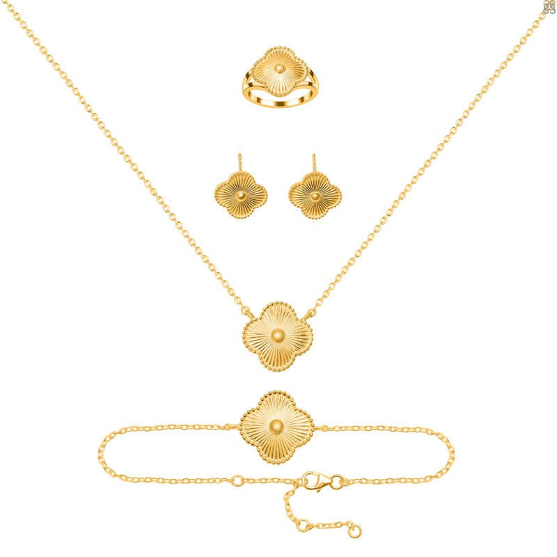Plain Silver Jewelry Set PS-RDR-3278 / RDE-1662 / RDN-522 / RDB-242
