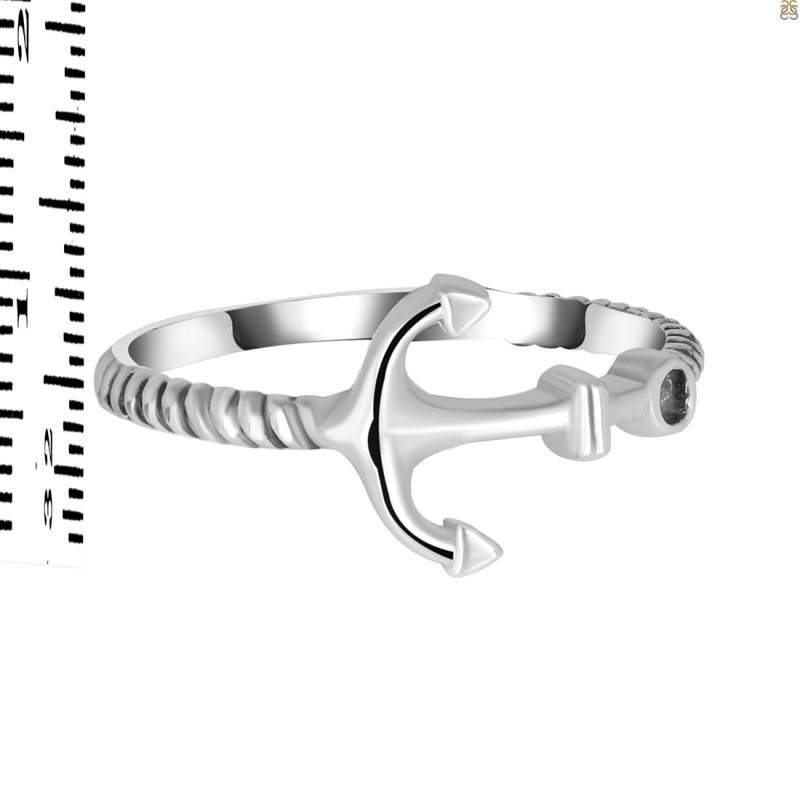 Plain Silver Anchor Ring PS-RDR-492.