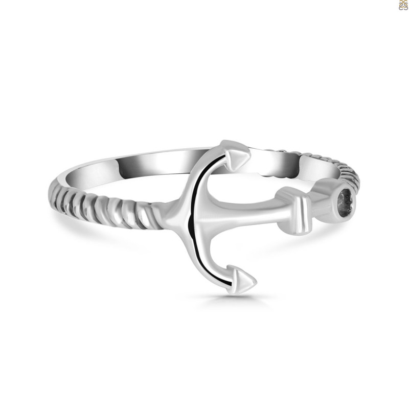 Plain Silver Anchor Ring PS-RDR-492.