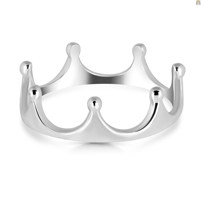 Plain Silver Crown Ring PS-RDR-530.