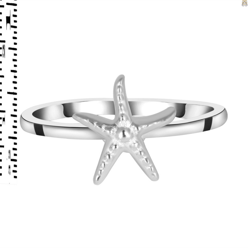 Plain Silver Star Fish Ring PS-RDR-583.
