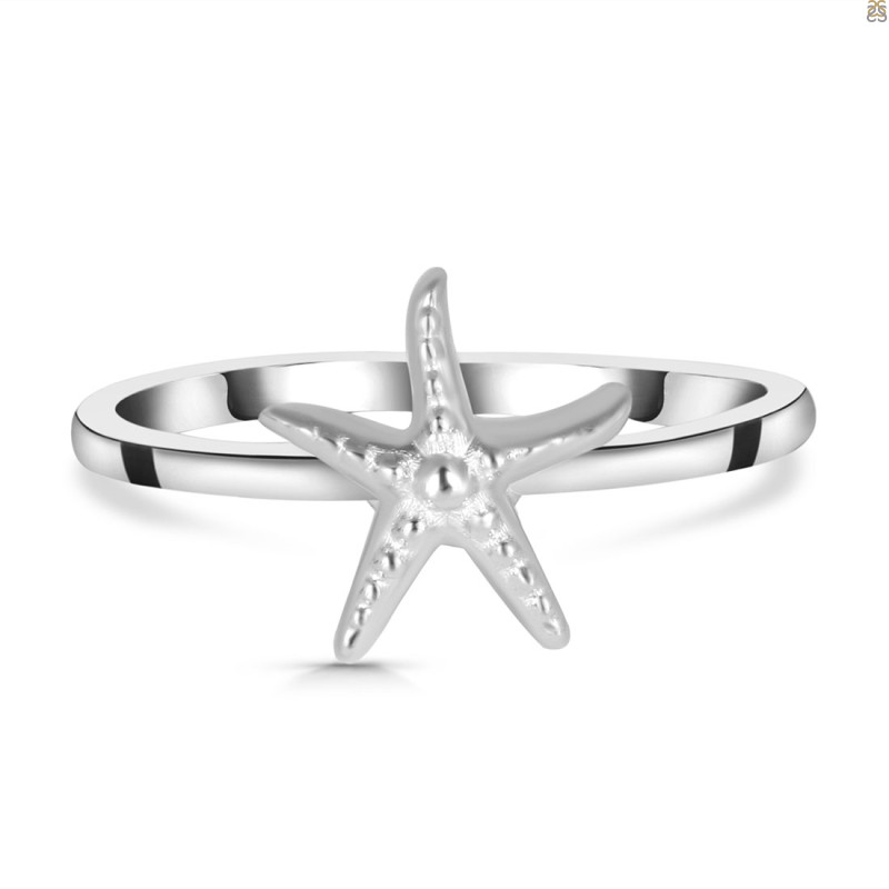 Plain Silver Star Fish Ring PS-RDR-583.
