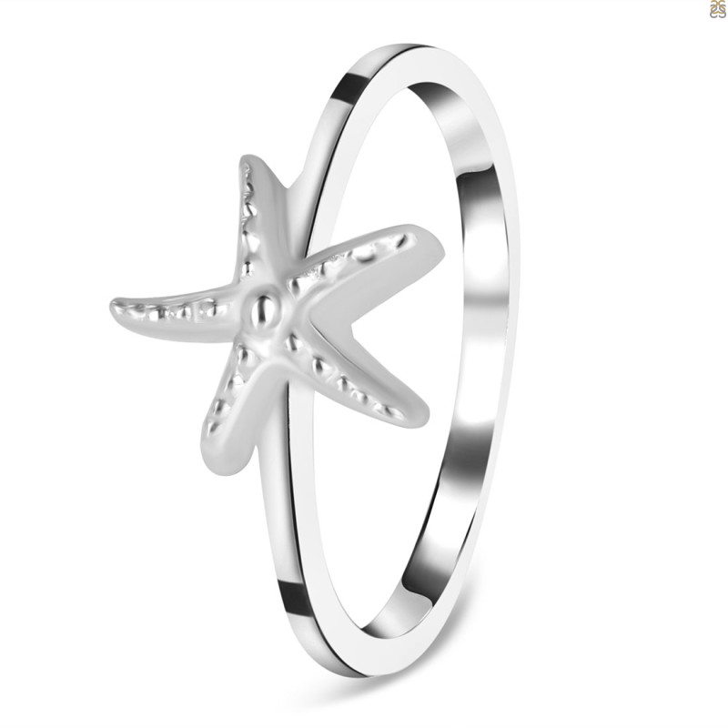Plain Silver Star Fish Ring