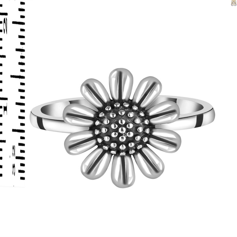 Plain Silver Sunflower Ring PS-RDR-614.