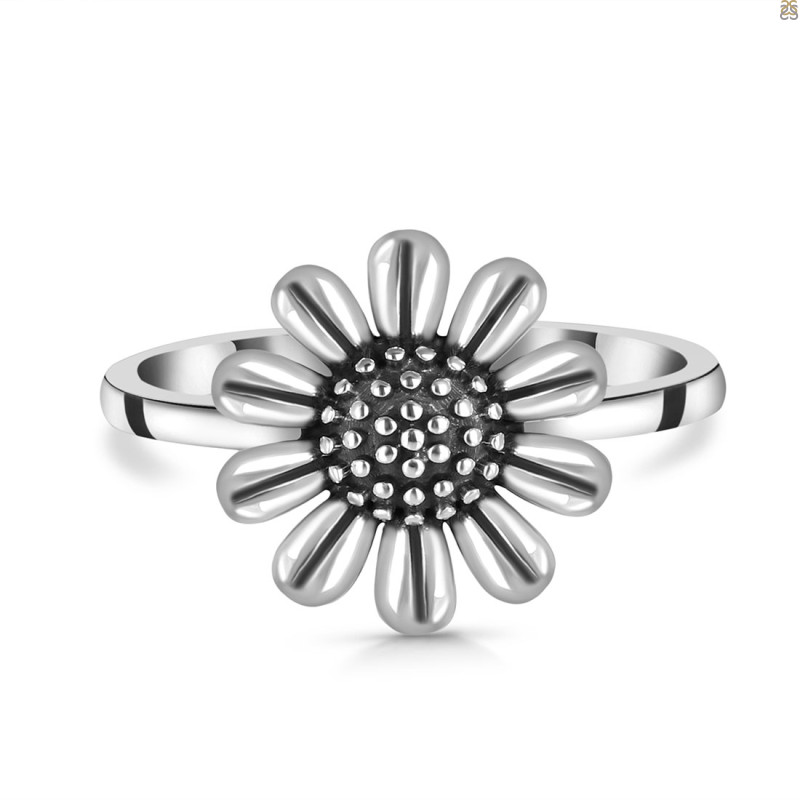 Plain Silver Sunflower Ring PS-RDR-614.