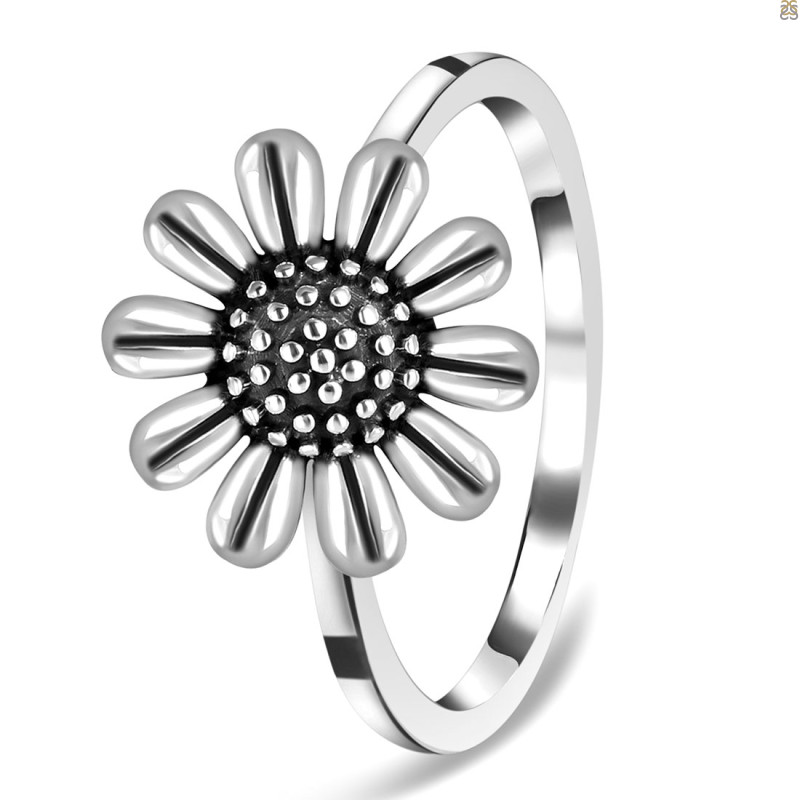Plain Silver Sunflower Ring