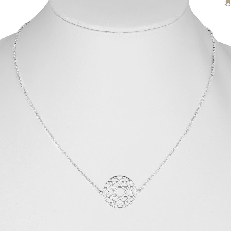 Heart Chakra Plain Silver Necklace PS-RDN-11.