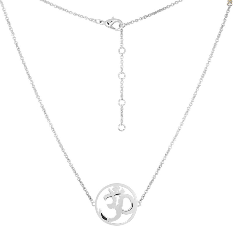 Om Plain Silver Necklace