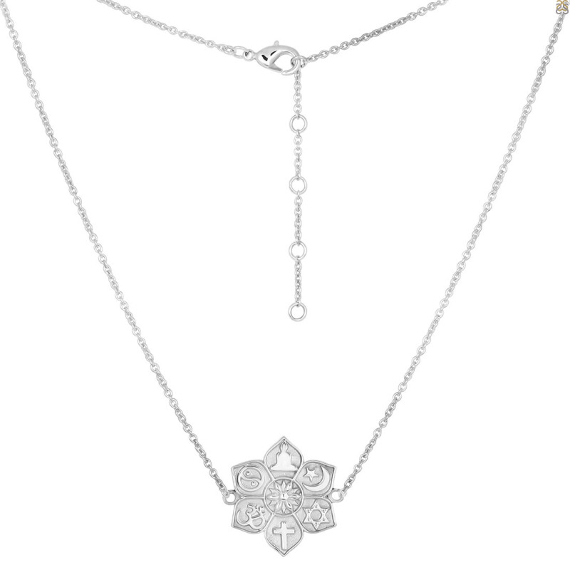 Unity Of Religions Plain Silver Necklace