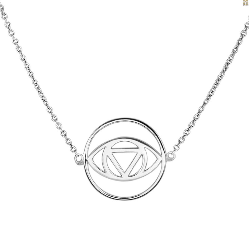 Brow Chakra Plain Silver Necklace PS-RDN-3.